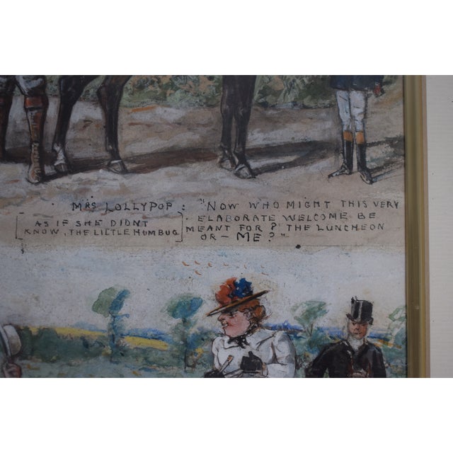 Paper Caricatures in 2 Equestrian Coaching Scenes Watercolour by Finch Mason For Sale - Image 7 of 9