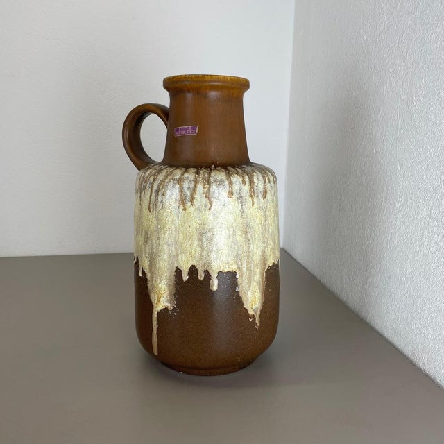 1970s Large Fat Lava Pottery Multi Color Floor Vase attributed to Scheurich, 1970s For Sale - Image 5 of 18