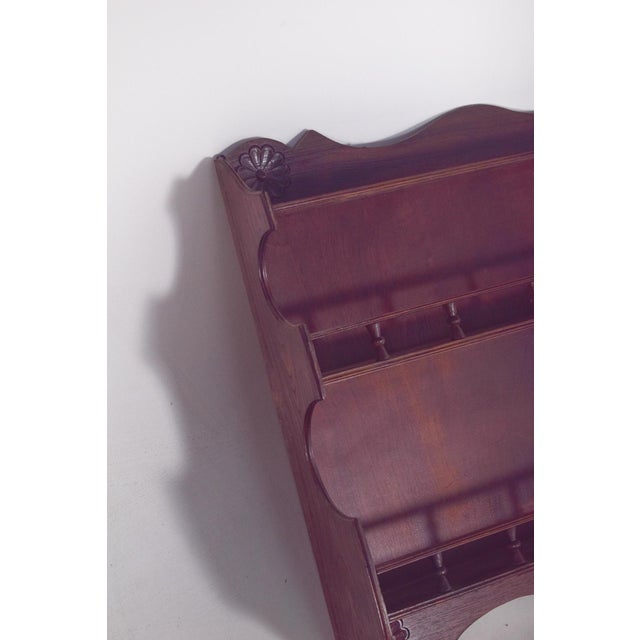 Rustic Portuguese Wooden Plate Rack with Carved Floral Motifs, 1950 For Sale - Image 3 of 6