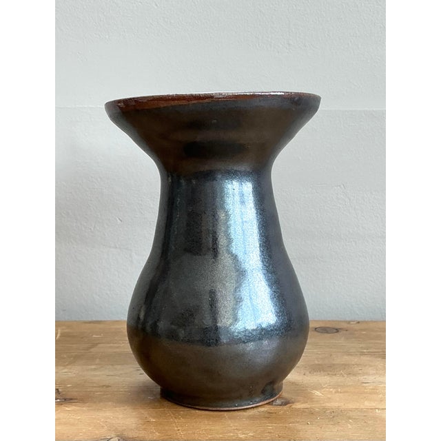 Vintage Original Studio Pottery Striped Rim Vase For Sale In West Palm - Image 6 of 12
