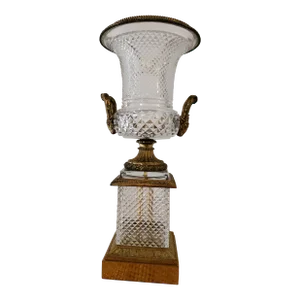 Early 20th Century Baccarat Style Crystal Bronze Urn