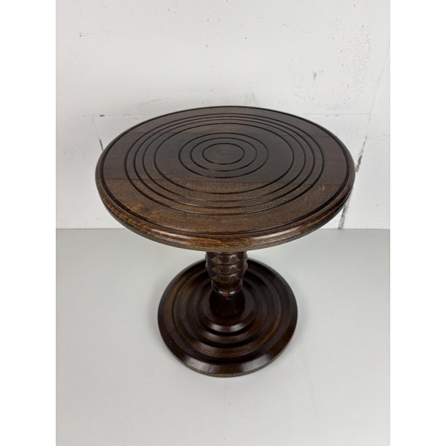 Low Mid-Century Brutalist Turned Wood Side Table in the style of Charles Dudouyt, France, 1950s For Sale - Image 12 of 13