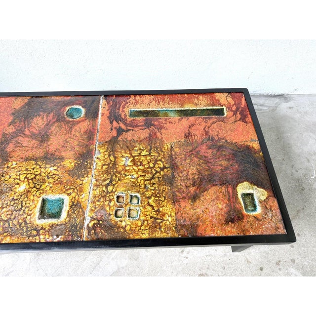 1950s Coffee Table in Enameled Lava and Metal by Robert and Jean Cloutier, 1950s For Sale - Image 5 of 18