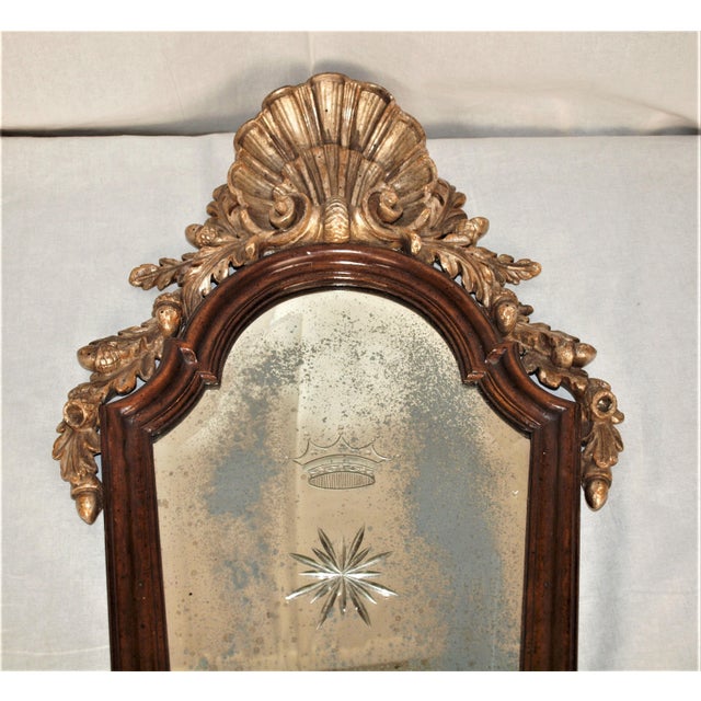 Antique Neo-Classical Mirror Candle Sconce Etched Crown For Sale In San Francisco - Image 6 of 8
