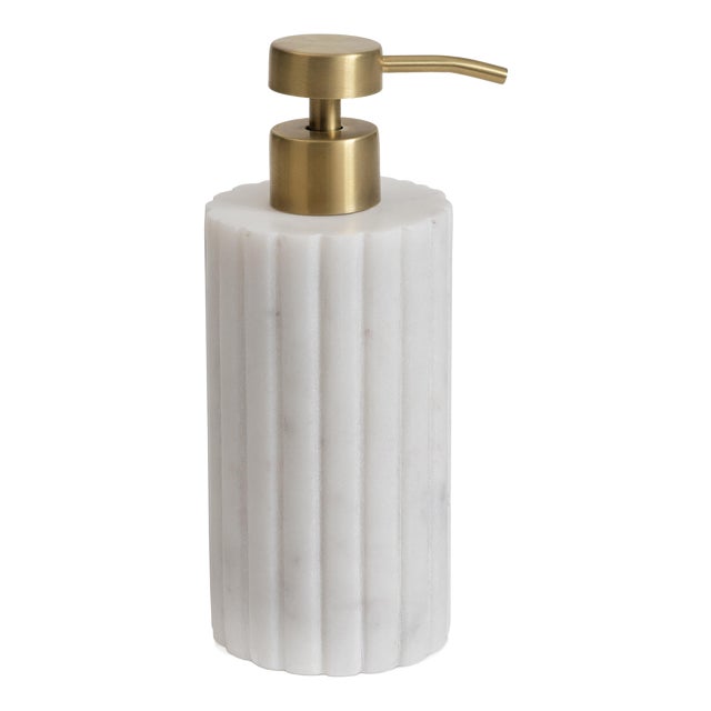 Erin Gates x Kassatex Beacon Hill Fluted Marble Lotion Dispenser For Sale