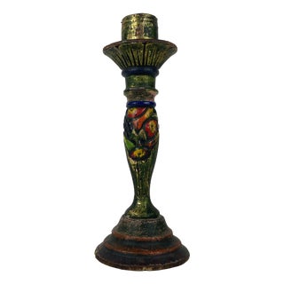 Art Nouveau Polychrome Wooden Candlestick, 1890s For Sale