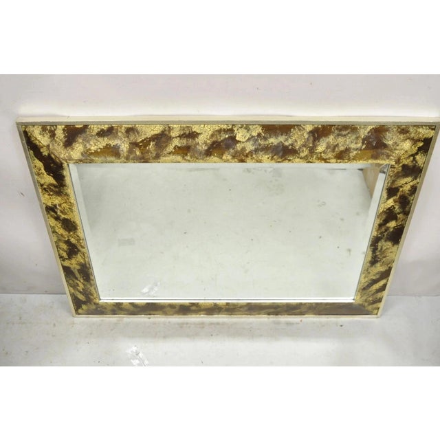 Late 20th Century Decorative Arts Inc. Faux Tortoise Shell Painted Brown & Gold Modern Wall Mirror For Sale - Image 9 of 12