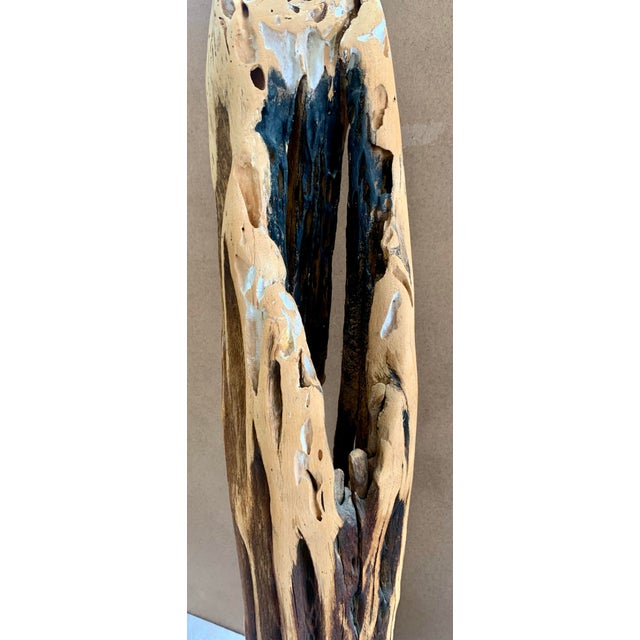 Kenzi Shiokava Late 20th Century Large 47" Signed Hand-Carved Wood Organic Brutalist Totemic Sculpture For Sale - Image 4 of 12