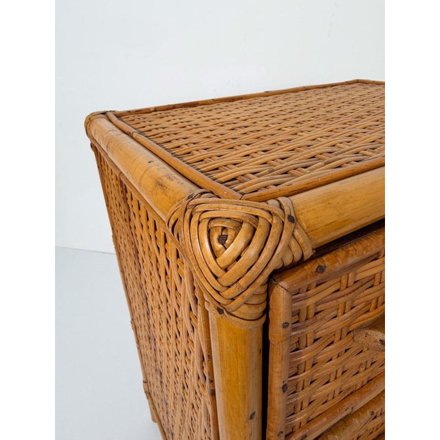Mid-Century Italian Bedside Chest in Woven Cane, Rattan and Bamboo, 1960s For Sale - Image 6 of 18