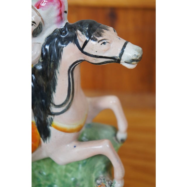 Green Antique Staffordshire Saint George & Princess Horseback Figurine For Sale - Image 8 of 12