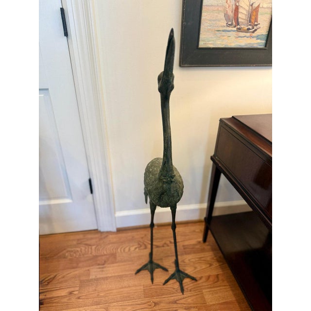 Mid 20th Century Midcentury Bronze Crane Sculpture #2 For Sale - Image 5 of 8
