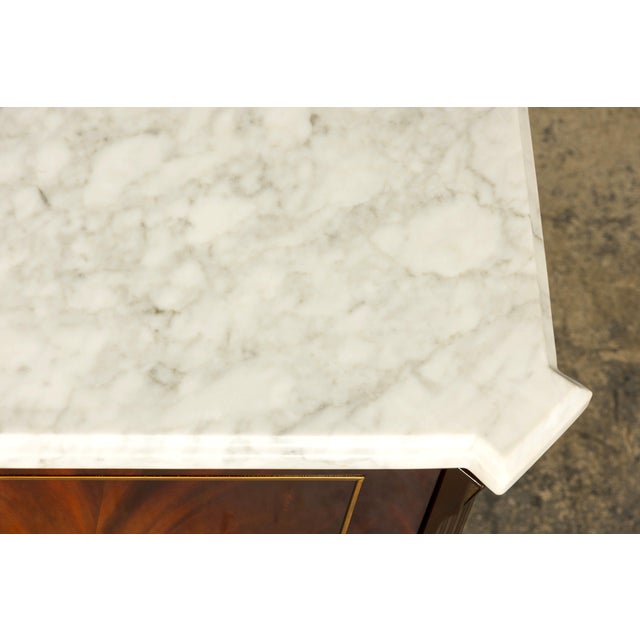 French Mid 20th Century French Louis XVI Style Mahogany Sideboard Buffet With Carrara Marble Top For Sale - Image 3 of 18