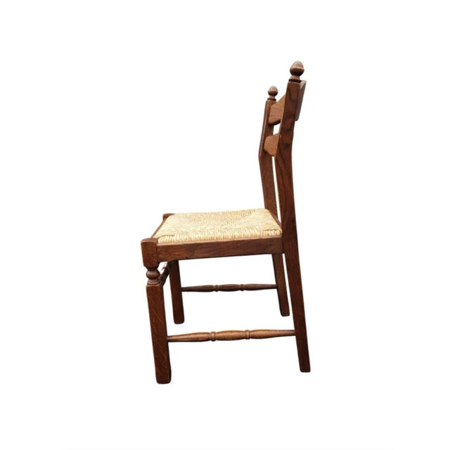 Mid Century Ladder Back Oak Side Chair With Newer Rush Seat For Sale - Image 4 of 7