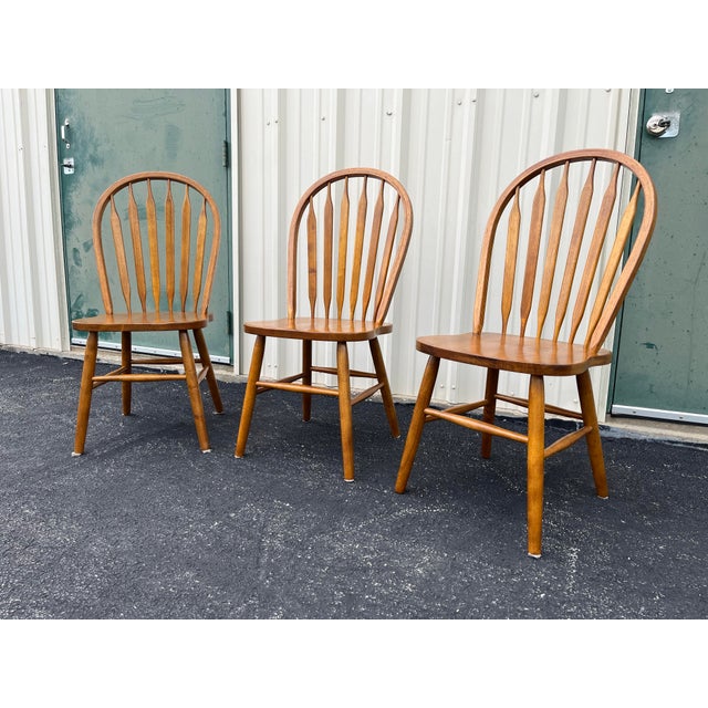Late 20th Century Windsor Style Cherry Dining Chairs- Set of 3 For Sale - Image 5 of 12