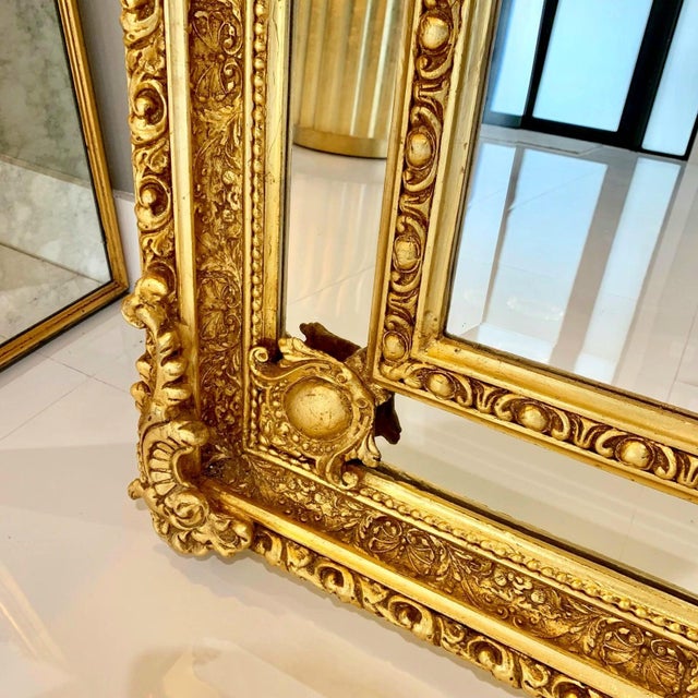 Glass French Style Gold Floor/Wall Mirror – Tall Statement Mirror For Sale - Image 7 of 7