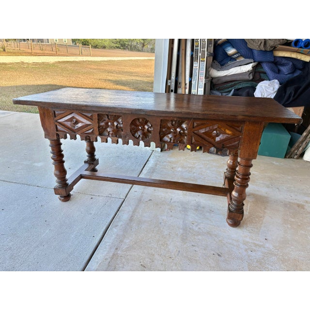 Late 19th Century Italian Walnut Three Drawer Console Table For Sale - Image 11 of 12