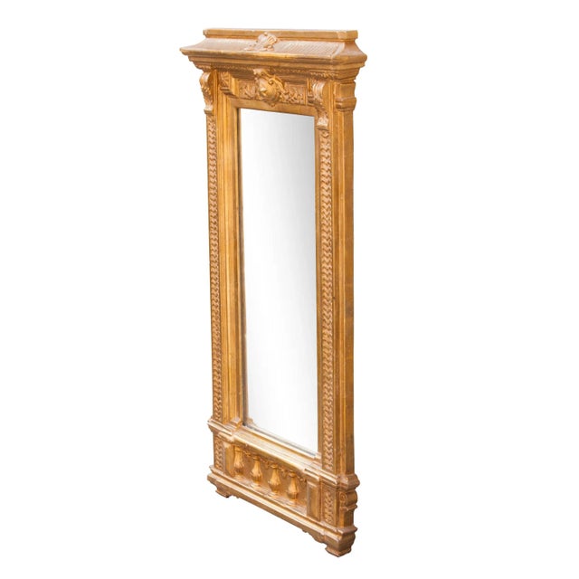 Neoclassical Empire Rectangular Gold Hand Carved Wooden Mirror, Spain, 1970s, Set of 2 For Sale - Image 6 of 7