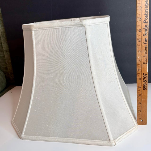 Vintage Mid-Century Modern Ivory Octagonal Bell Lamp Shade For Sale - Image 12 of 12