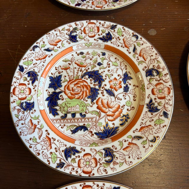 Set of 12 Vintage Imari Chinoiserie Luncheon Plates, Burleigh Ware, England, 9" For Sale - Image 9 of 18