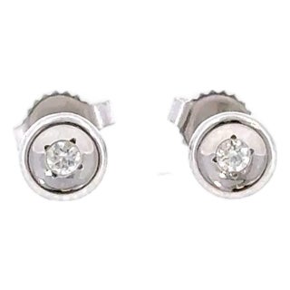 Roberto Coin 18k White Gold Diamond Bezel Solitaire Stud Earrings 0.08ctw, Pair For Sale