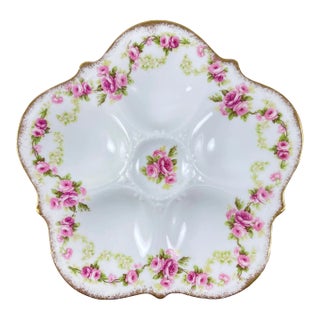 French Elite Limoges Porcelain Rose Oyster Plate For Sale
