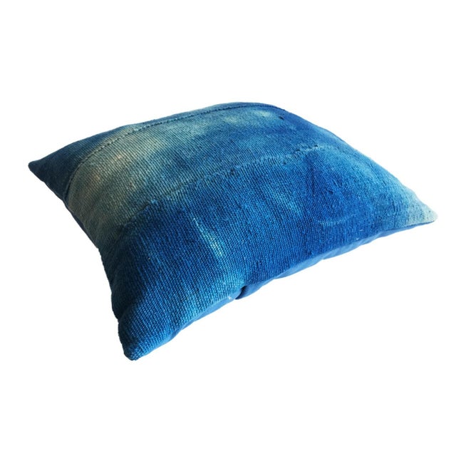 African Custom Made Vintage Indigo &White Cloth Pillow 14.5" by 12.5" For Sale - Image 4 of 6