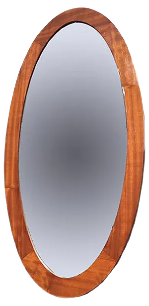 Mid-Century Danish Large Elliptical Mirror in Teak, 1960s