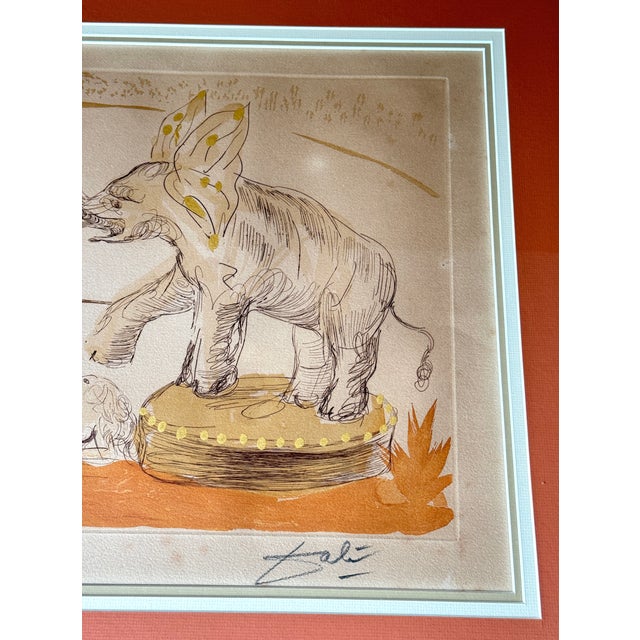Mid 20th Century Mid 20th Century Elephants Le Cirque Lithograph Etching by Salvador Dali Pencil Signed For Sale - Image 5 of 9