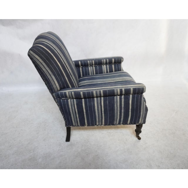 Cisco Brothers Indigo Stripped Upholstered Gallant Armchair by Cisco Home For Sale - Image 4 of 16