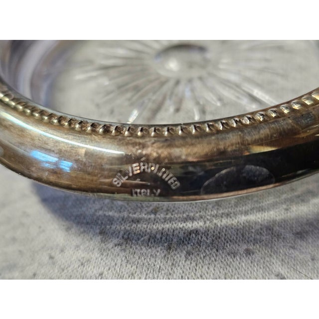 Italian Glass Coasters with Plated Rims from Leonard, 1960s-1970s, Set of 4 For Sale - Image 6 of 7