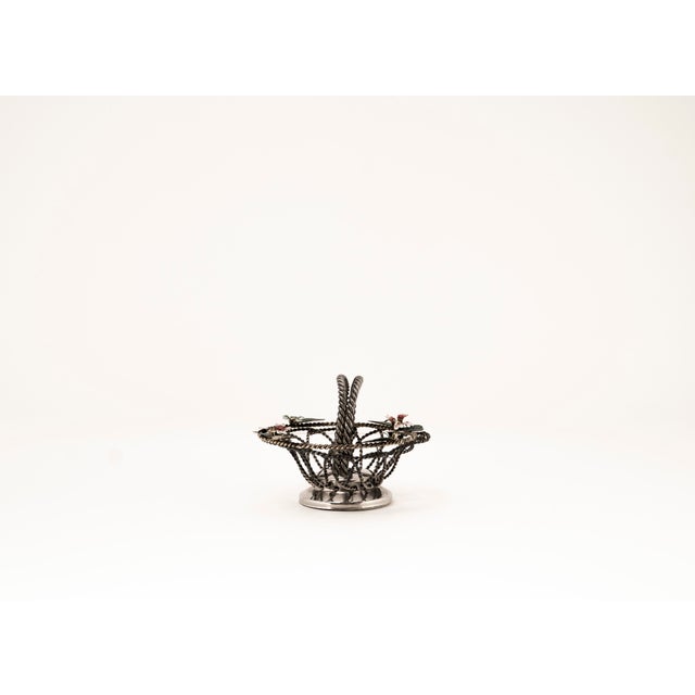 Small Hollywood Regency Wire Basket with Floral Decoration, 1950s For Sale - Image 6 of 9