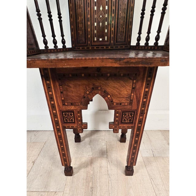 Pair of Syrian Shell Inlaid Hall Chairs, Circa 1960 For Sale - Image 11 of 14