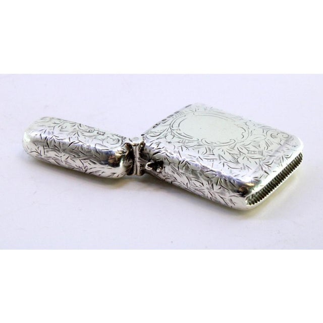 Metal Guilloche Silver Matchbox with Monogram Card For Sale - Image 7 of 8