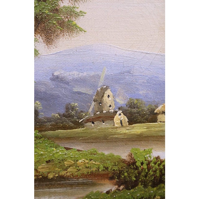 19th Century French Country Landscape Oil Painting in Carved Giltwood Frame For Sale In Dallas - Image 6 of 9
