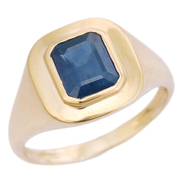 Vintage-Inspired 14k Gold Blue Sapphire Ring Size 6.5 For Sale