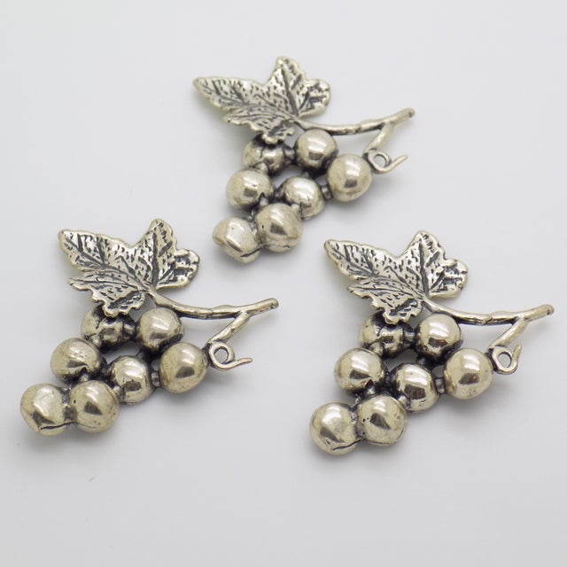 Vintage Italian Handmade Genuine Silver Grapes Flat Miniature Figurine For Sale - Image 12 of 12