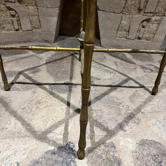 Gold 1950s Faux Bamboo Brass Square Side Table Arturo Pani For Sale - Image 8 of 9