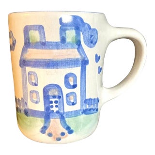 Vintage M.A.Hadley Hand Painted House and Ship Mug For Sale