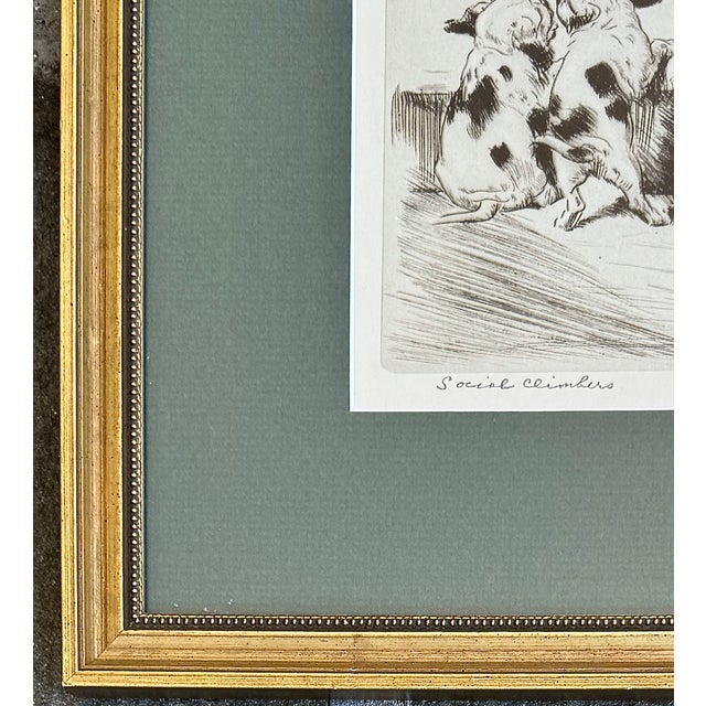 Cream Diana Thorne "Social Climbers" Signed Dog Etching, Framed, Circa 1935 For Sale - Image 8 of 9