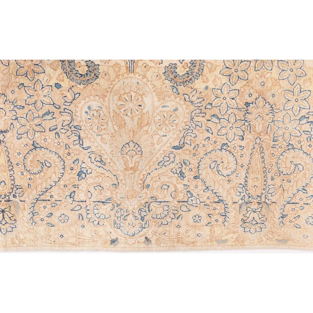 Antique Persian Kirman Camel Handmade Wool Rug For Sale - Image 9 of 14