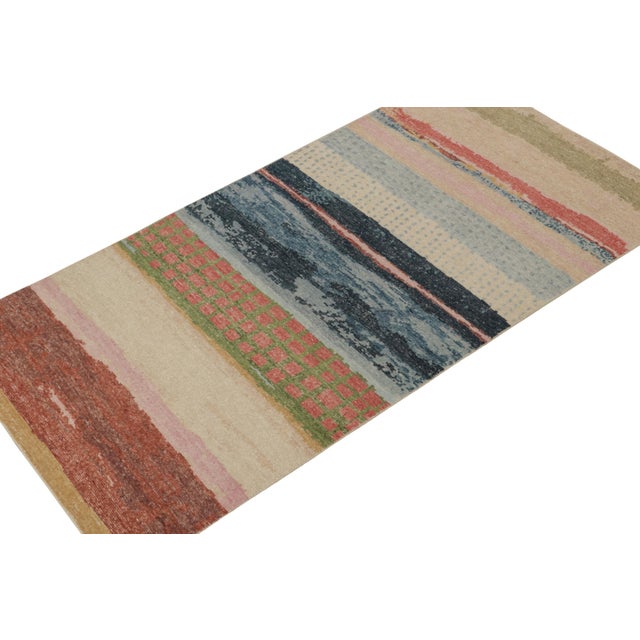 Contemporary Rug & Kilim’s Distressed Style Abstract Rug in Polychromatic Pattern For Sale - Image 3 of 7