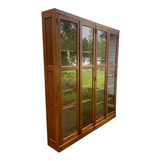 1940s Remington Rand Library Cabinet With 4 Doors and 10 Adjustable Shelves For Sale