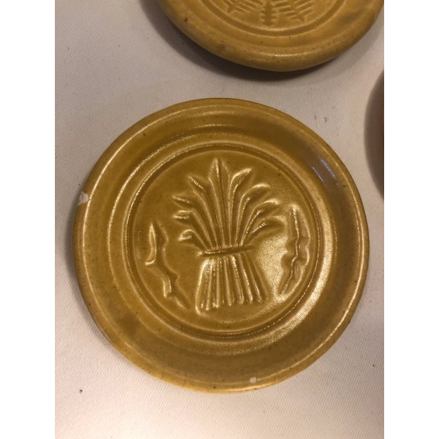 Pigeon Forge Pottery Yellow Coasters-Ashtrays Old Buttermold - Set of 4 For Sale - Image 4 of 13