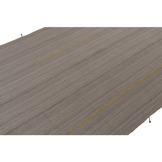 2010s Rug & Kilim’s Contemporary Kilim Rug in Gray With Mustard and Brown Accents For Sale - Image 5 of 7