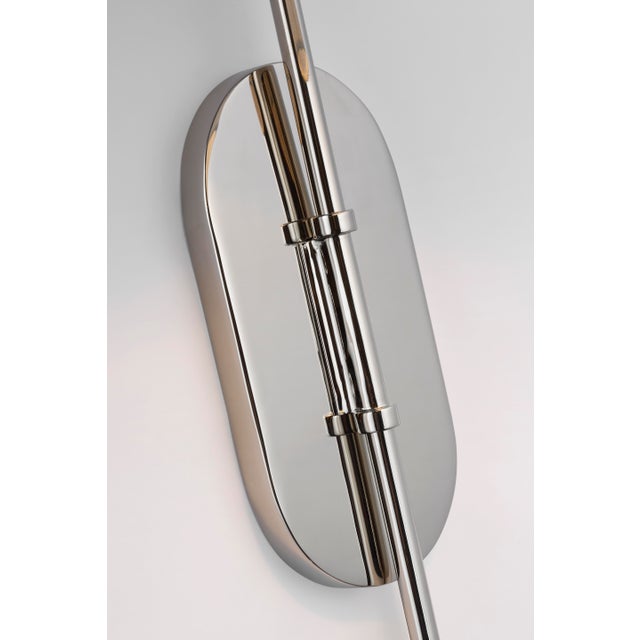 Modern Kate Spade New York for Visual Comfort Signature Kinsley Large Articulating Wall Light in Polished Nickel with Linen Shade For Sale - Image 3 of 4