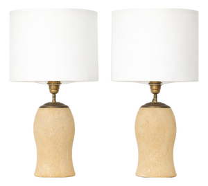 Vintage Travertine Stone Table Lamps, 1970s, Set of 2