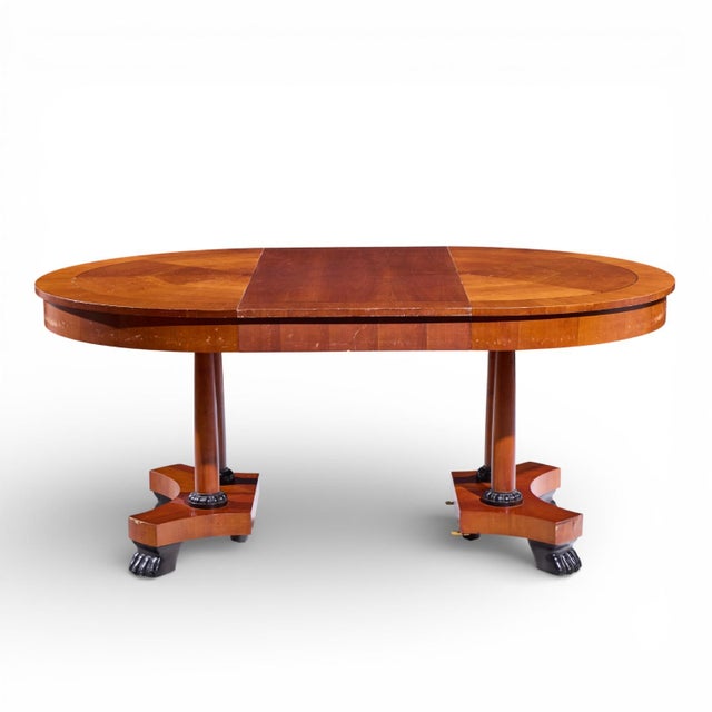 Baker Furniture Neoclassical Cherry Wood Expanding Dining Table With 2 Leaves For Sale - Image 10 of 14