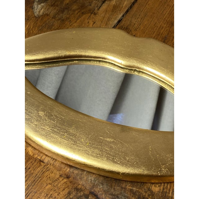 Sculpture Materials Gold Leaf Plaster Lip Mirror, 1970s For Sale - Image 7 of 12