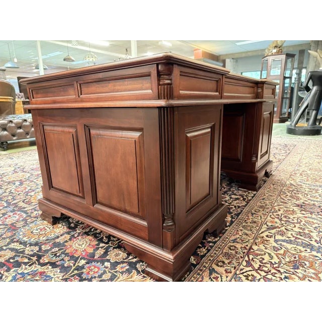 Metal English Chesterfield Partners Desk For Sale - Image 7 of 18