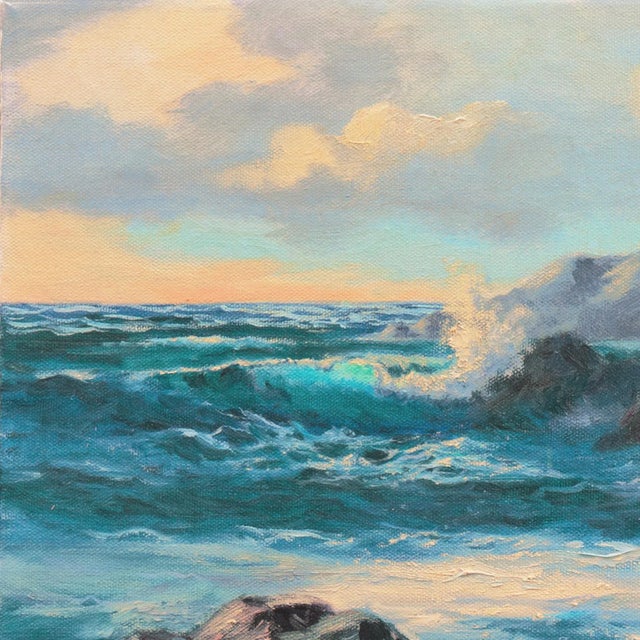 2000 - 2009 'Pacific Sunset' by Norma Webb, Society of Western Artists, California Woman Artist, Seascape For Sale - Image 5 of 8